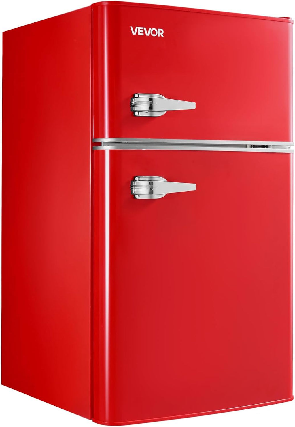 VEVOR 3.2 Cu.Ft Mini Fridge with Freezer, Dual Zone Compact Refrigerator, 7-Mode Adjustable Temp, Energy Efficient Low Noise Dorm Fridge, Small Refrigerator for Bedroom, Office, Retro Red