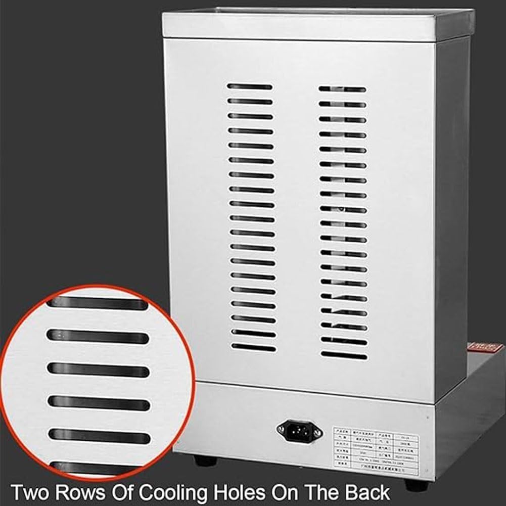 Commercial Vertical Barbecue Grill, 360° Automatic Rotation Gas Rotisserie BBQ Skewer, Stainless Steel Kebab Baking Oven with Temperature 50-300℃, for Restaurant Kitchen Parties(Silver)