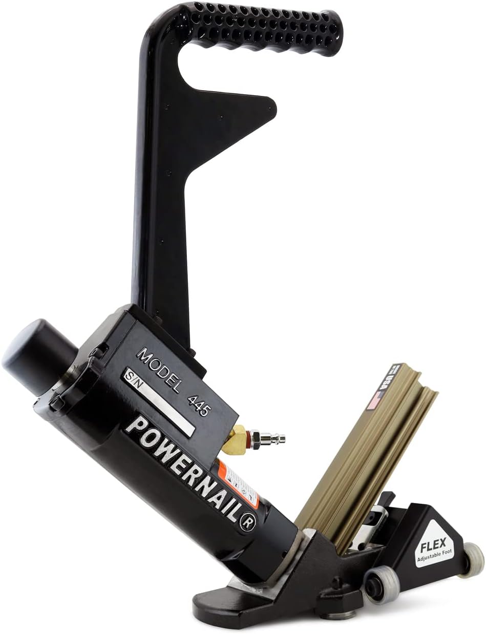 Powernail 445PRXLSW Pneumatic 16 Gauge L-Cleat Flooring Nailer with FLEX Power Roller adjustable base