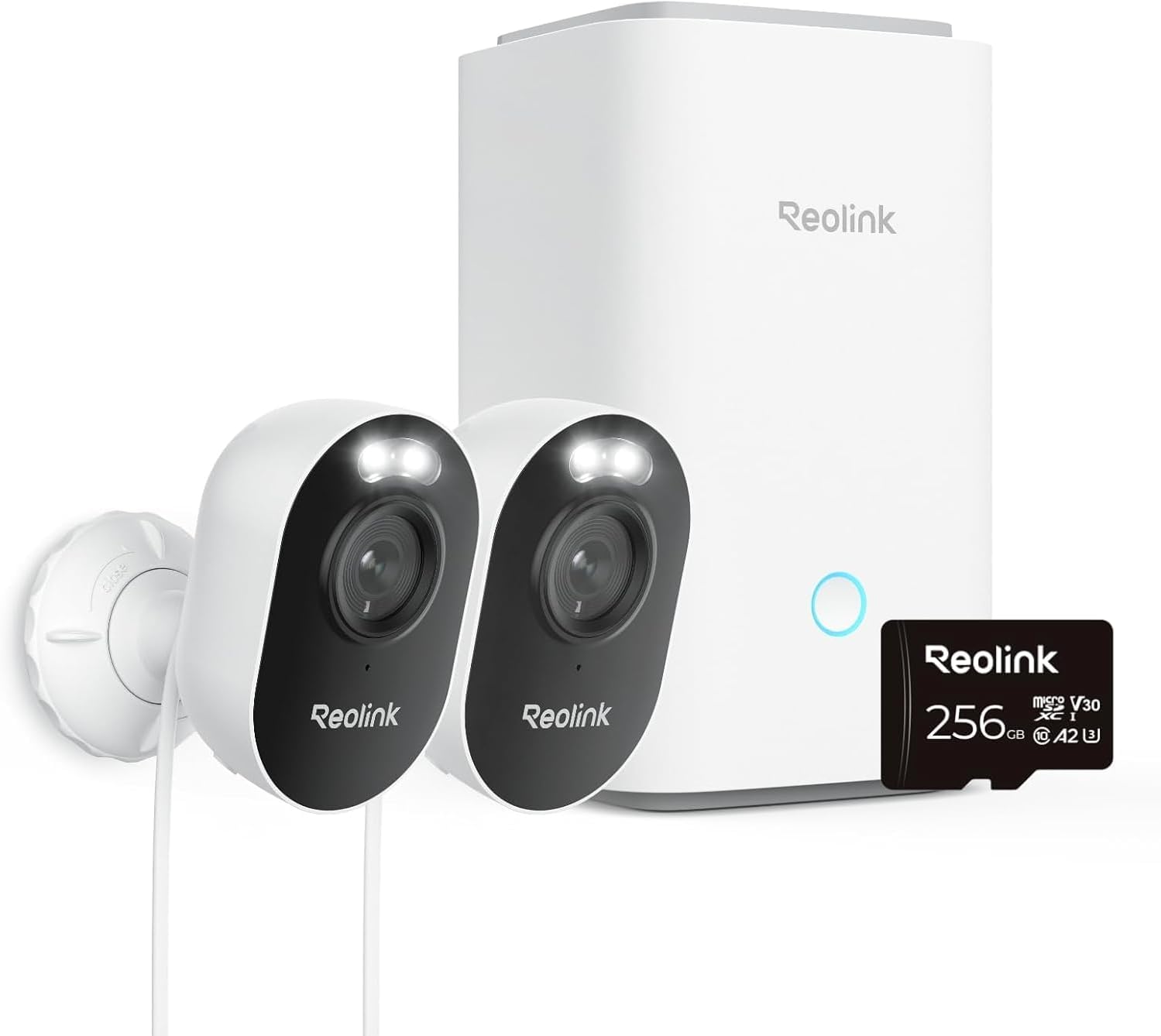 Reolink Outdoor Security Camera System, 2K Plug-in Cameras, 5G/2.4GHz Dual-band Wi-Fi, 256GB microSD Card Included, Max.512GB×2 Storage, Smart Detection, 24/7 Offline Recording, Home Hub with 2x Lumus