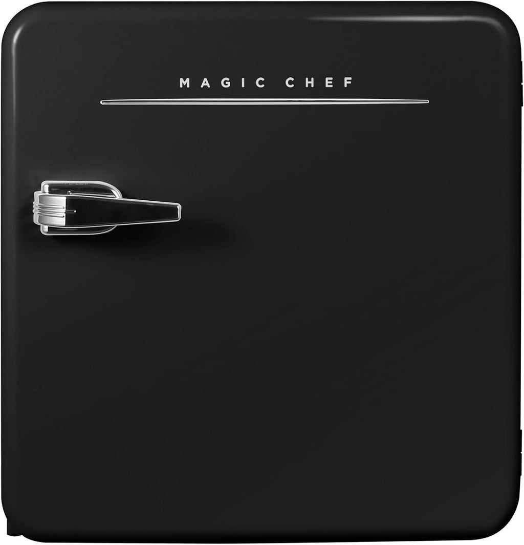 Magic Chef 17.5 in. 1.6 cu.ft. Retro Mini Refrigerator in Black, Without Freezer