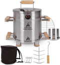Barrel Smoker Grill Combo | 100% Stainless Steel Barrel | 95% Less Smoke, Even Heat | Easy to Use & Clean – Vertical Smoker Ideal for Balconies and Backyards (MINI-6 LBS)
