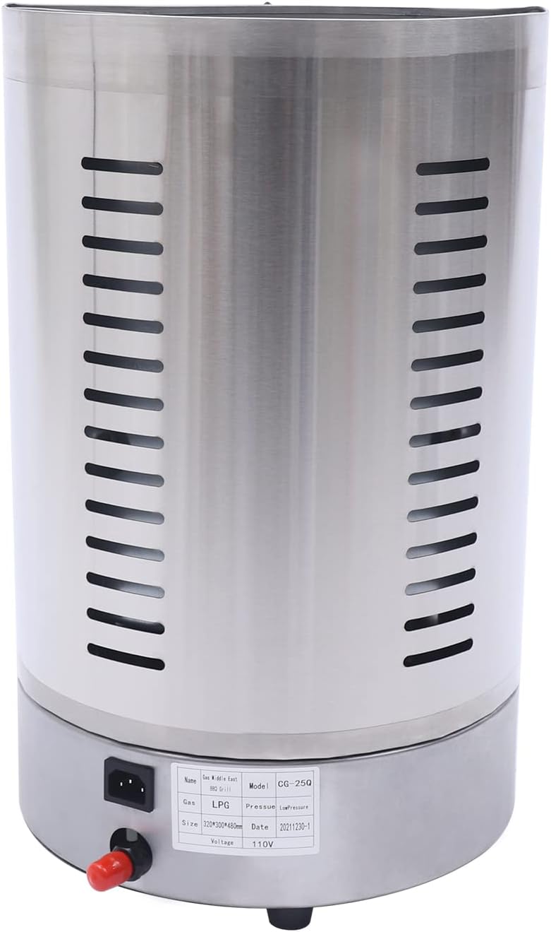 Gas Shawarma Machine Commercial Shawarma Rotisserie, LPG Gyro Machine Gas Vertical Broiler, Countertop Gyro Grill 360° Rotating Doner Kebab Machine Commercial Shawarma Grill w/ 2 Burners