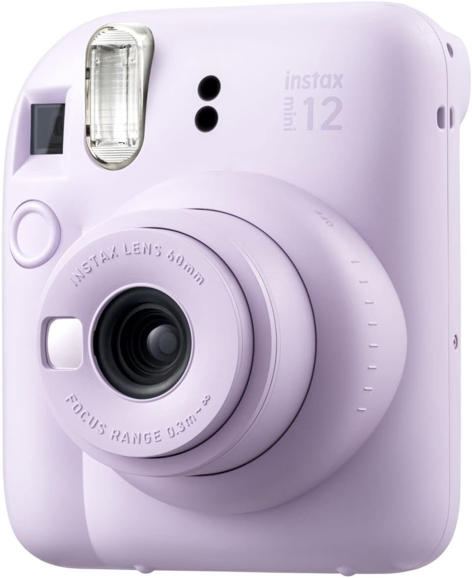 FUJIFILM INSTAX MINI 12 Instant Film Camera (Lilac Purple) Bundle with Fuji Instax Instant Film Single Pack, 10 Prints | Protective Case Purple | Photo Album Purple | Travel Stickers (6 Items)