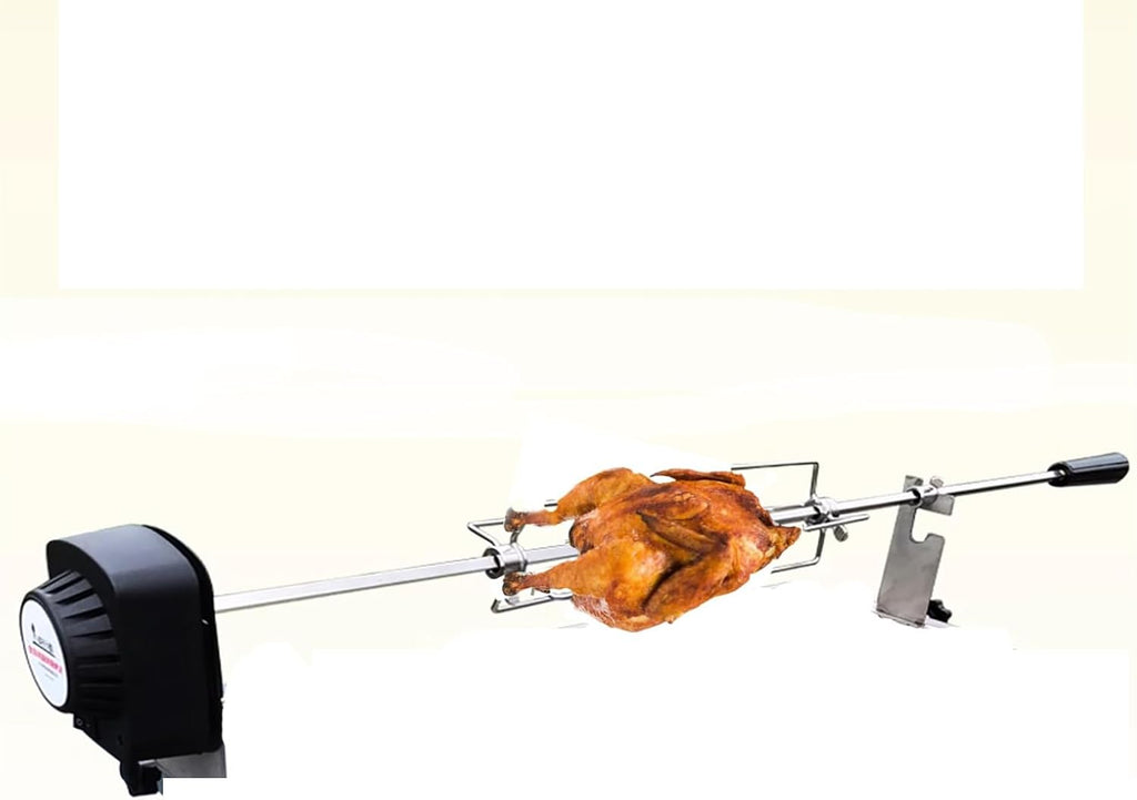 Universal BBQ Grill Rotisserie Kit, Stainless Steel Rotisserie Grill Kit with 4 Prong Meat Forks/Electric Motor, 360° Automatic Rotation, Heights Adjustable, Bear 22~33lb Food, for Outdoor