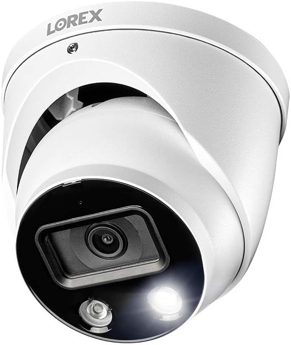 Lorex 4K Security Camera System, Ultra HD IP Indoor/Outdoor Wired POE Metal Dome Cameras and Smart Motion Detection, Active Deterrence Video Surveillance, 2TB 8 Channel NVR, 4 Cameras