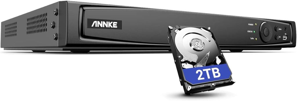 ANNKE 4K 8 Channel Network Video Recorder for Home Security Camera System, 8MP 8CH NVR with 2TB Hard Drive Disk, Work with 8MP/6MP/5MP/4MP/2MP HD POE IP Cameras, 24/7 Recording, Easy Remote Access