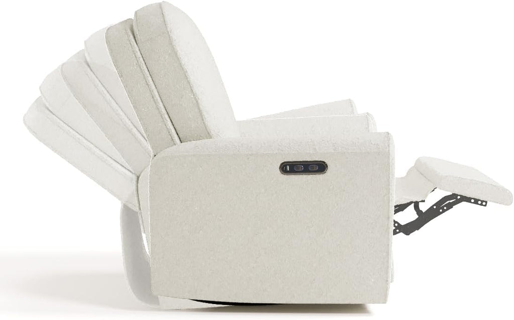 Storkcraft Amalfi Deluxe Power Recliner Swivel Glider – Premium Electronic Nursery Rocking Chair, Oeko-TEX 100 Certified, Includes Dual-USB Charging Port with USB-A & USB-C (Ivory Boucle)
