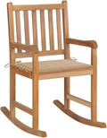 vidaXL Rocking Chair with Cushion - Indoor and Outdoor Chair - Durable and Weather Resistant - Solid Teak Wood - Fine Sanded - Comfortable - Perfect for Gardens - Beige Cushion Included