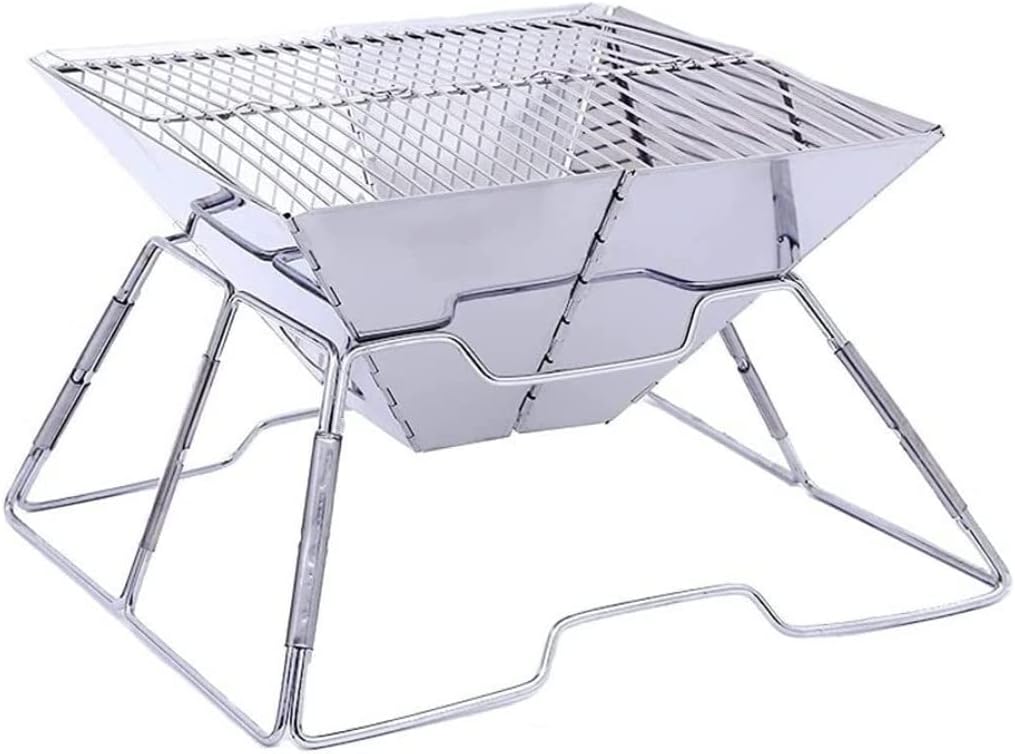 IRYZE Portable Charcoal Grill Portable Stainless Steel BBQ Grill Non-Stick Surface Folding Barbecue Grill Outdoor Camping Terrace Picnic Tool BBQ Grill for Outdoor