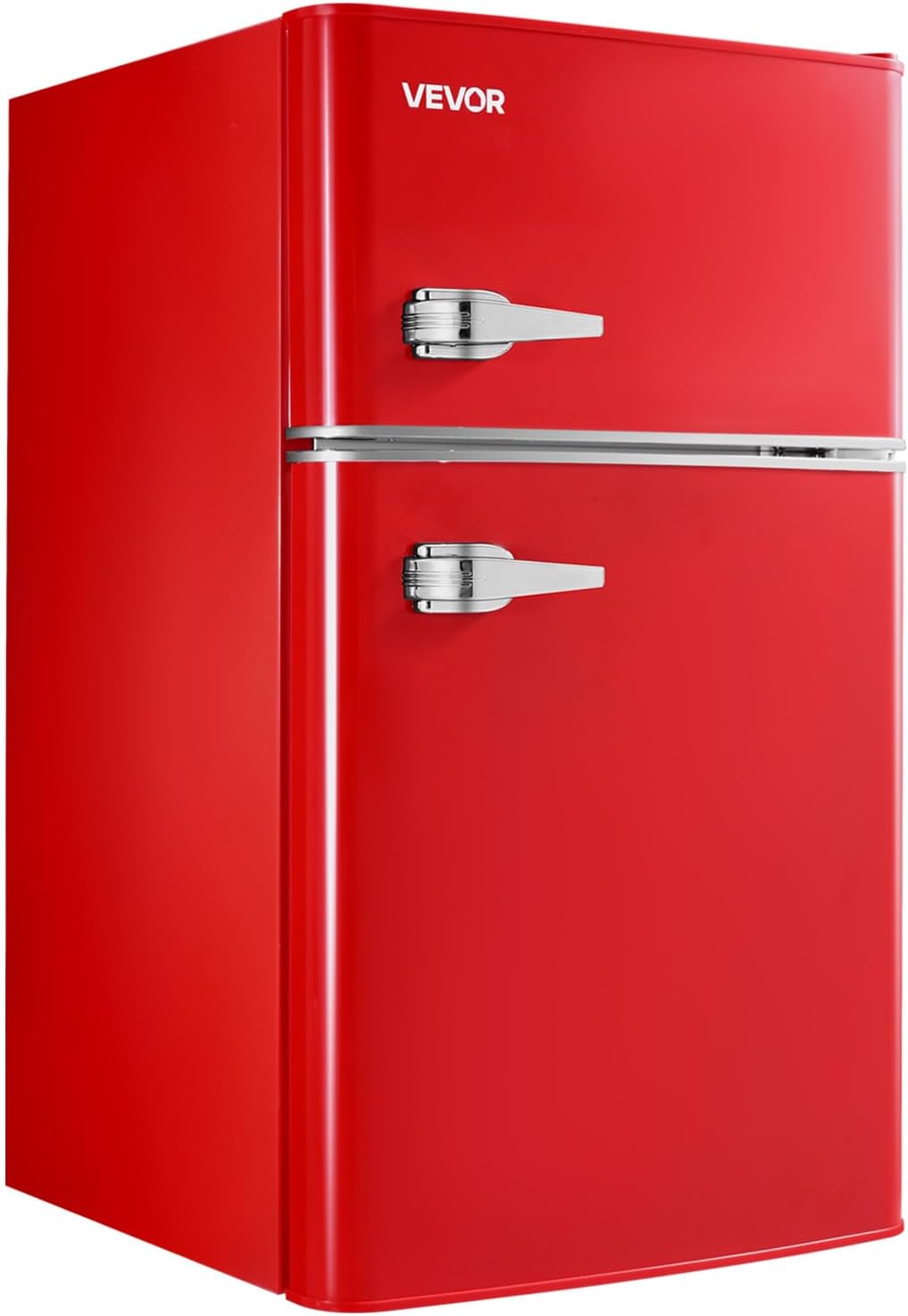 VEVOR 3.2 Cu.Ft Mini Fridge with Freezer, Dual Zone Compact Refrigerator, 7-Mode Adjustable Temp, Energy Efficient Low Noise Dorm Fridge, Small Refrigerator for Bedroom, Office, Retro Red