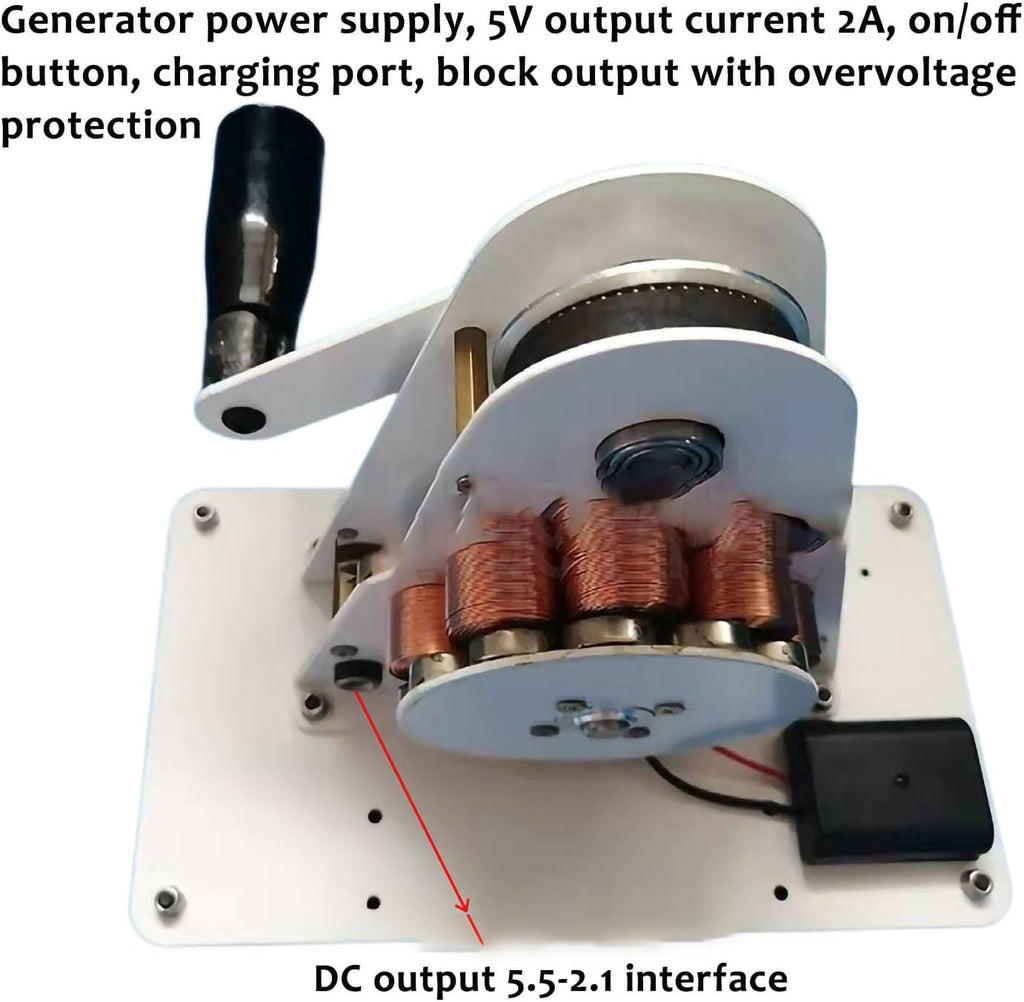 12V Hand Crank Generator, Portable Power Station W/Folding Handle For Home Camping Outdoor Smartphone Charger