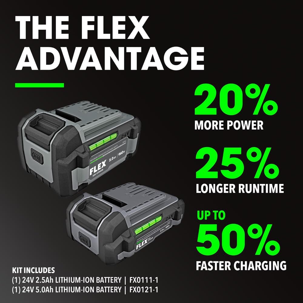 FLEX 24V Brushless Cordless 1/2-Inch 1,400 In-Lbs Torque 2-Speed Hammer Drill Turbo Mode Kit with 2.5Ah, 5.0Ah Lithium Batteries and 160W Fast Charger - FX1271T-2B