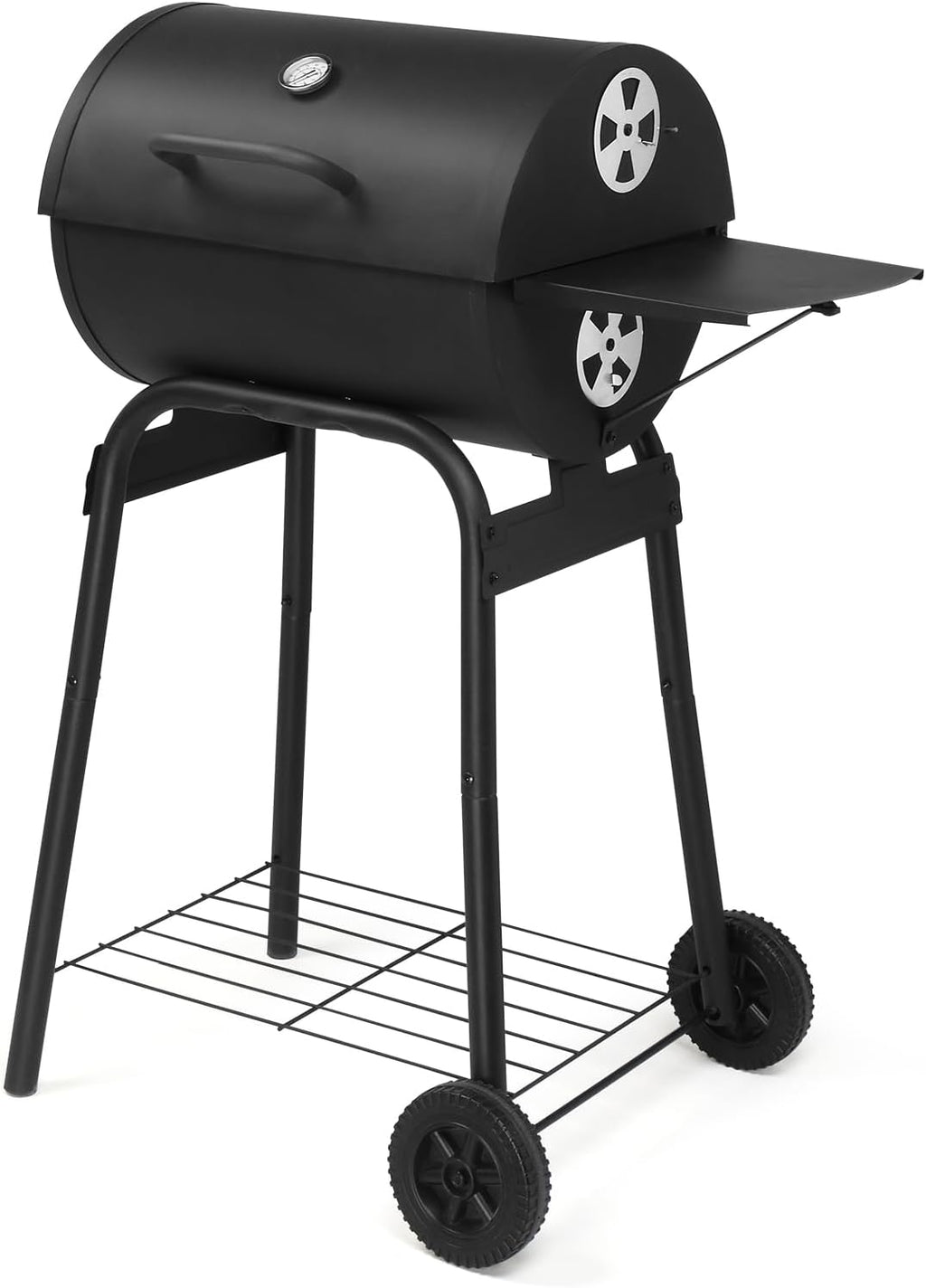 Charcoal BBQ Grill with Adjustable Charcoal Pan, Large Cooking Area, Air Dampers, Side Table, and Wheels, Portable Barbecue Grills for Outdoor Backyard, Camping, Patio Parties, and Picnics