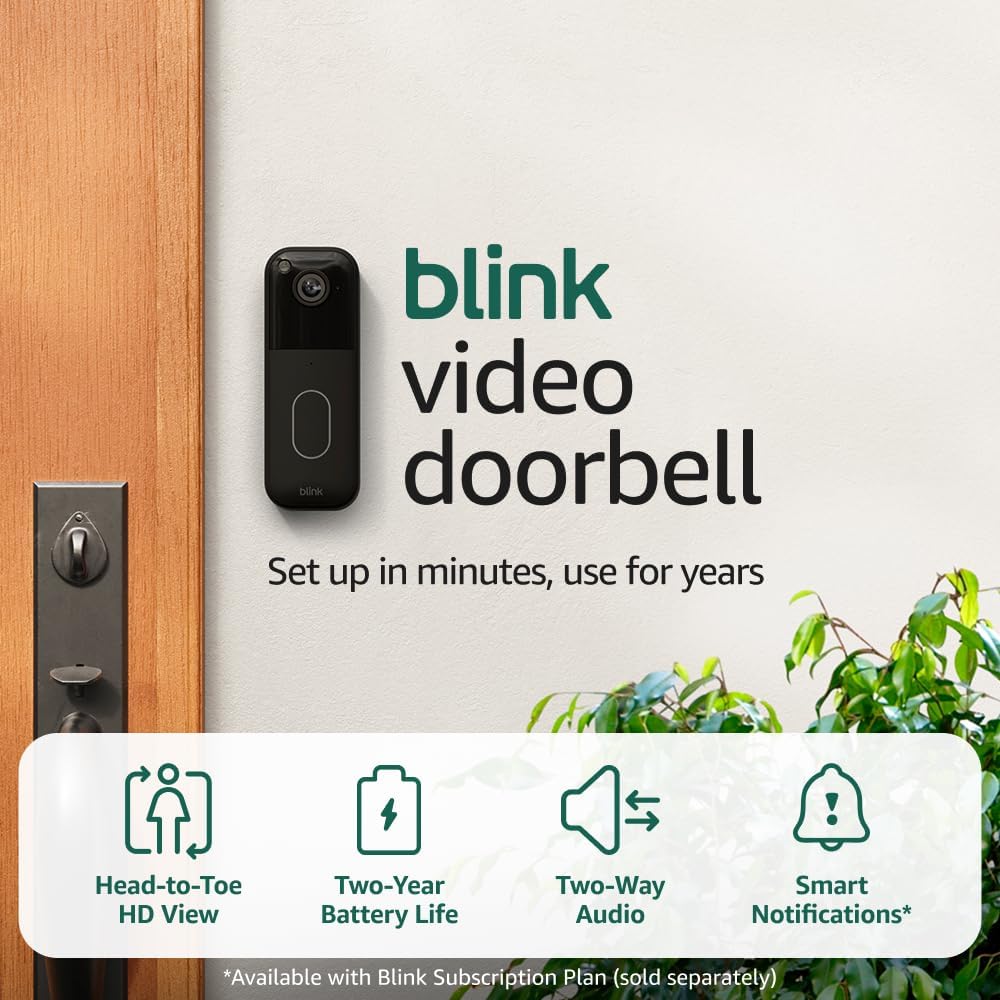Blink Video Doorbell + Outdoor 4 XR – Wireless smart security cameras, two-year battery life, go up to 400 feet from your home with extended range. Sync Module XR included.
