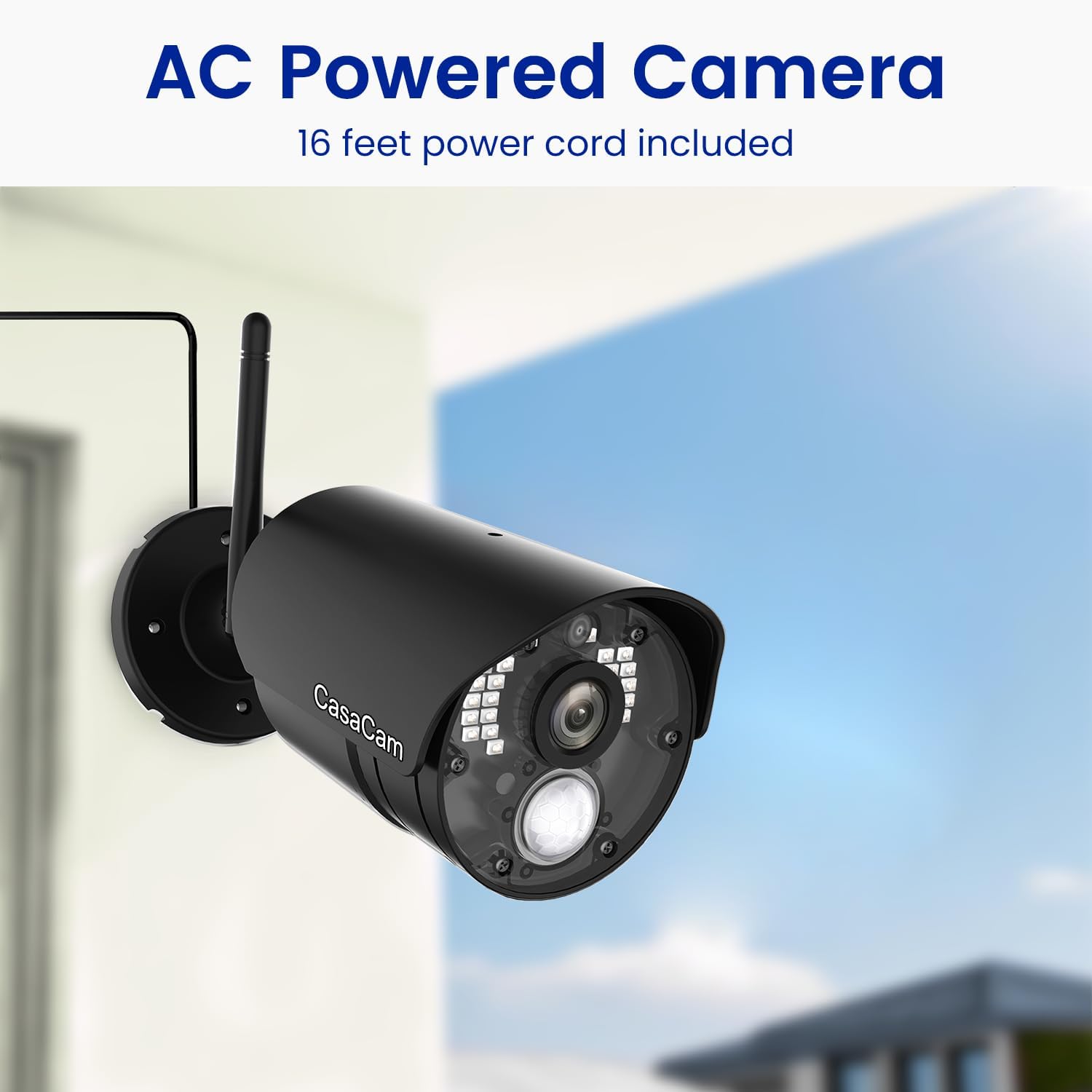 CasaCam GuardianCam Air | Wireless Security Camera System with 7' Touchscreen Monitor and 2 720p Cameras | AC Powered, Two-Way Audio, Free APP, Micro SD Card and Battery Installed, Model VS802