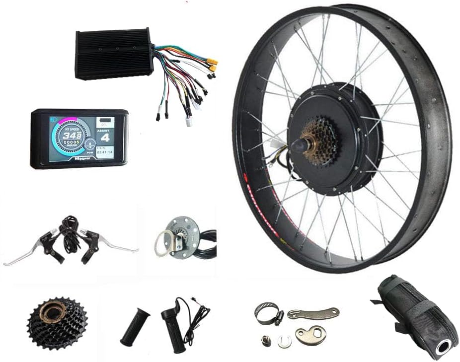 Programmable!color Display , Fat Electric Bike Kit 60V/72V 2000W Electric Fat tire Snow Bike Rear Wheel Hub Motor Kit with Sabvoton 45A sine wave controller , TFT UCK1 Color Display ,7-speed flywheel and torque arm