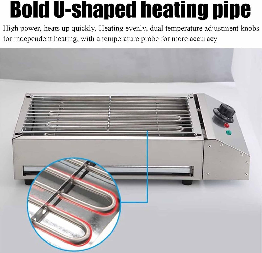 Indoor Grill,Smokeless Indoor Grill,Portable Barbecue Grill,Steel Smokeless Indoor Grill,for Cafe Restaurant Buffet (D082 220V)