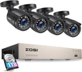 ZOSI 8CH Outdoor CCTV Camera System with AI Human Vehicle Detection, 5MP Lite H.265+ DVR Recorder with 1TB Hard Drive and 4pcs 1080P Weatherproof Security Cameras, Night Vision, Remote Access, 15fps