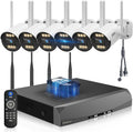 《130° Wide Angle & 2-Way Audio》Wireless Security Camera System Outdoor, WiFi Cameras Systems, Video Surveillance DVR Kits