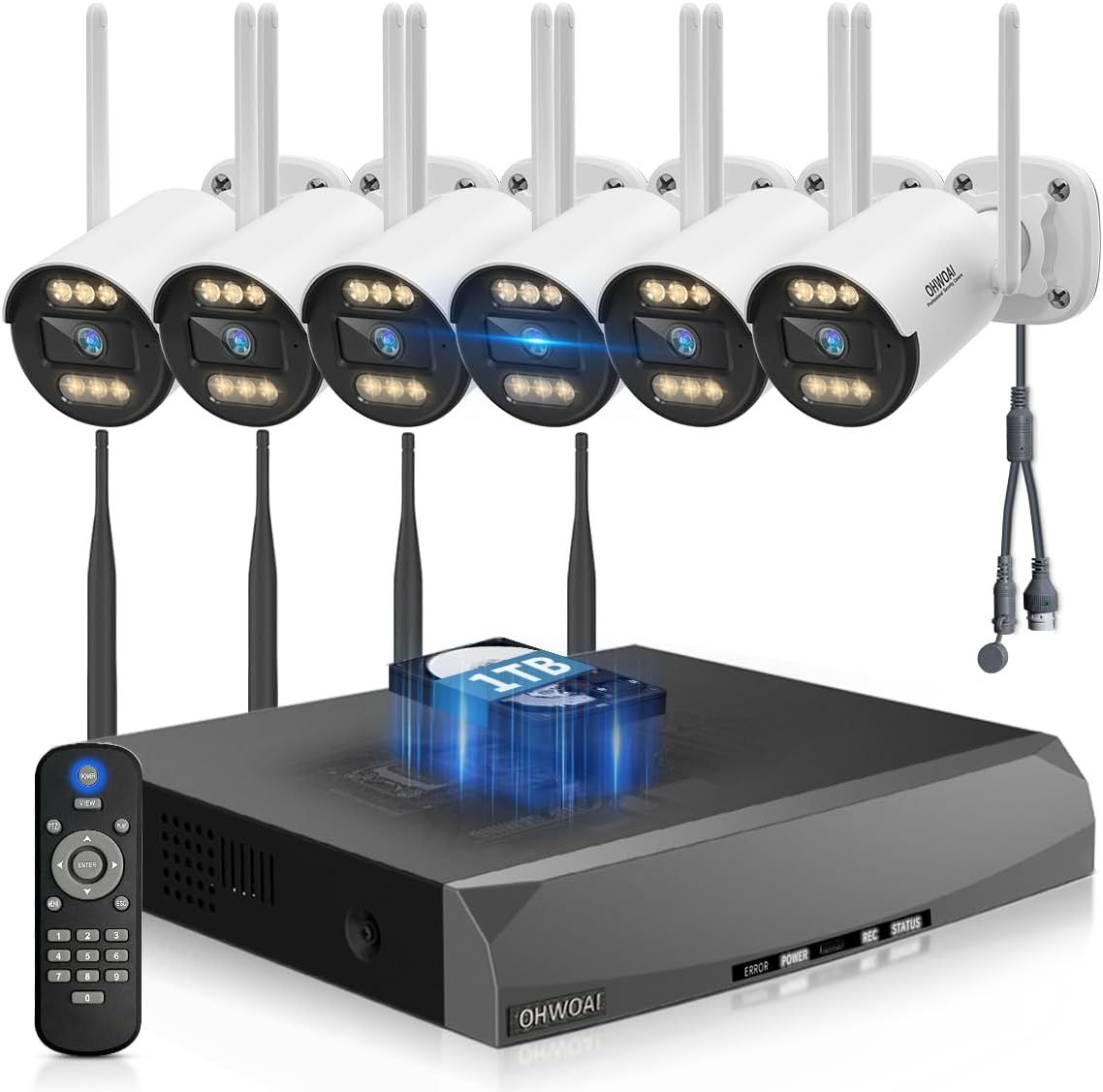 《130° Wide Angle & 2-Way Audio》Wireless Security Camera System Outdoor, WiFi Cameras Systems, Video Surveillance DVR Kits