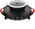 Electric Grill 2 in 1 Electric Pan Shabu Hot Pot BBQ with 5 Temperature adjustments for Indoor Outdoor (Color : Black 1, Size : 52 * 52 * 15cm)