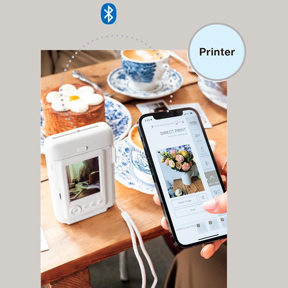 Fujifilm Instax Mini LiPlay Hybrid Instant Camera and Smartphone Printer (Misty White) Bundle with Instax Mini Twin Film Pack (20 Exposures), Instax Mini Monochrome Film, and Accessory Kit (4 Items)