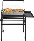 360° Rotating Charcoal Grill with Removable Legs - Portable BBQ Grill for Outdoor Camping, Backyard & Tailgating, Adjustable Height, 2 Lockable Wheels & Side Tray, Easy to Clean & Assemble