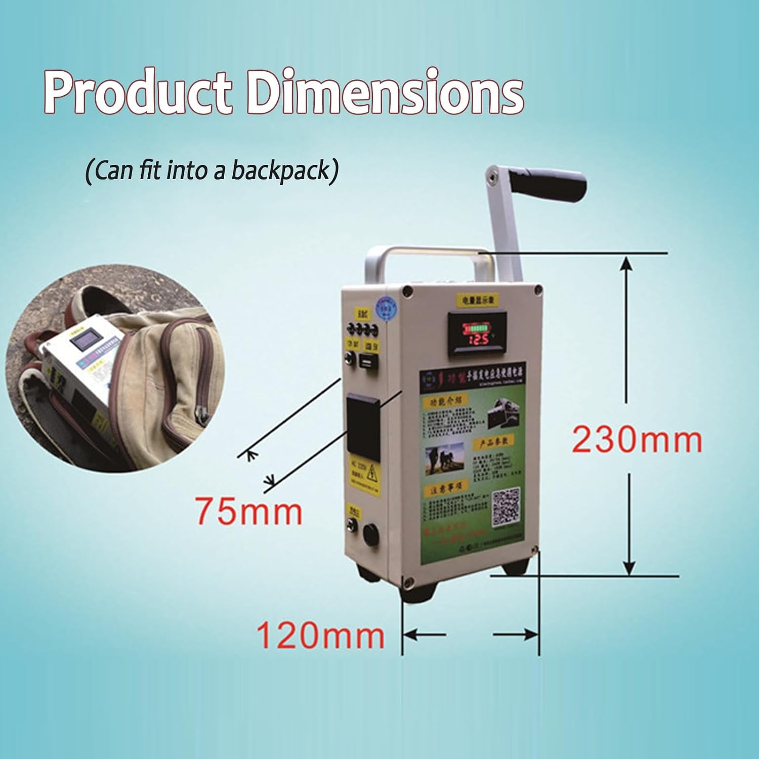 150W Portable Hand Crank Generator with USB 110V/220V Emergency Manual Power Supply With LED Light, Survival Power Supply For Camping, Fishing, Outdoor & Disaster Preparedness(220v)