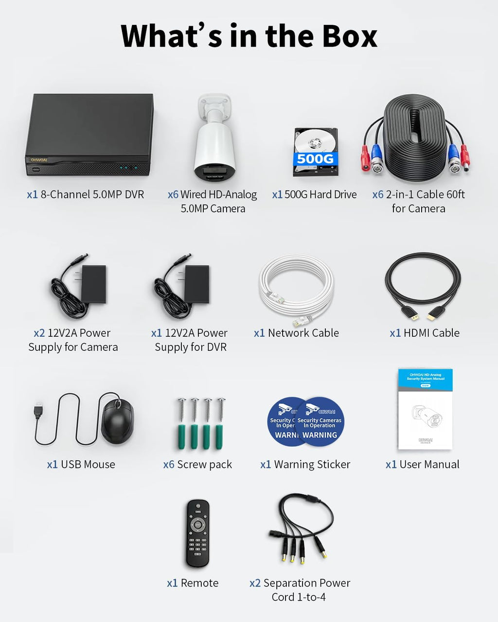 《5MP Super HD & 80ft IR Night Vision》Wired Security Camera System Outdoor, IP67 Waterproof CCTV Cameras Systems with AI Human Detection, Home Video Surveillance DVR Kits