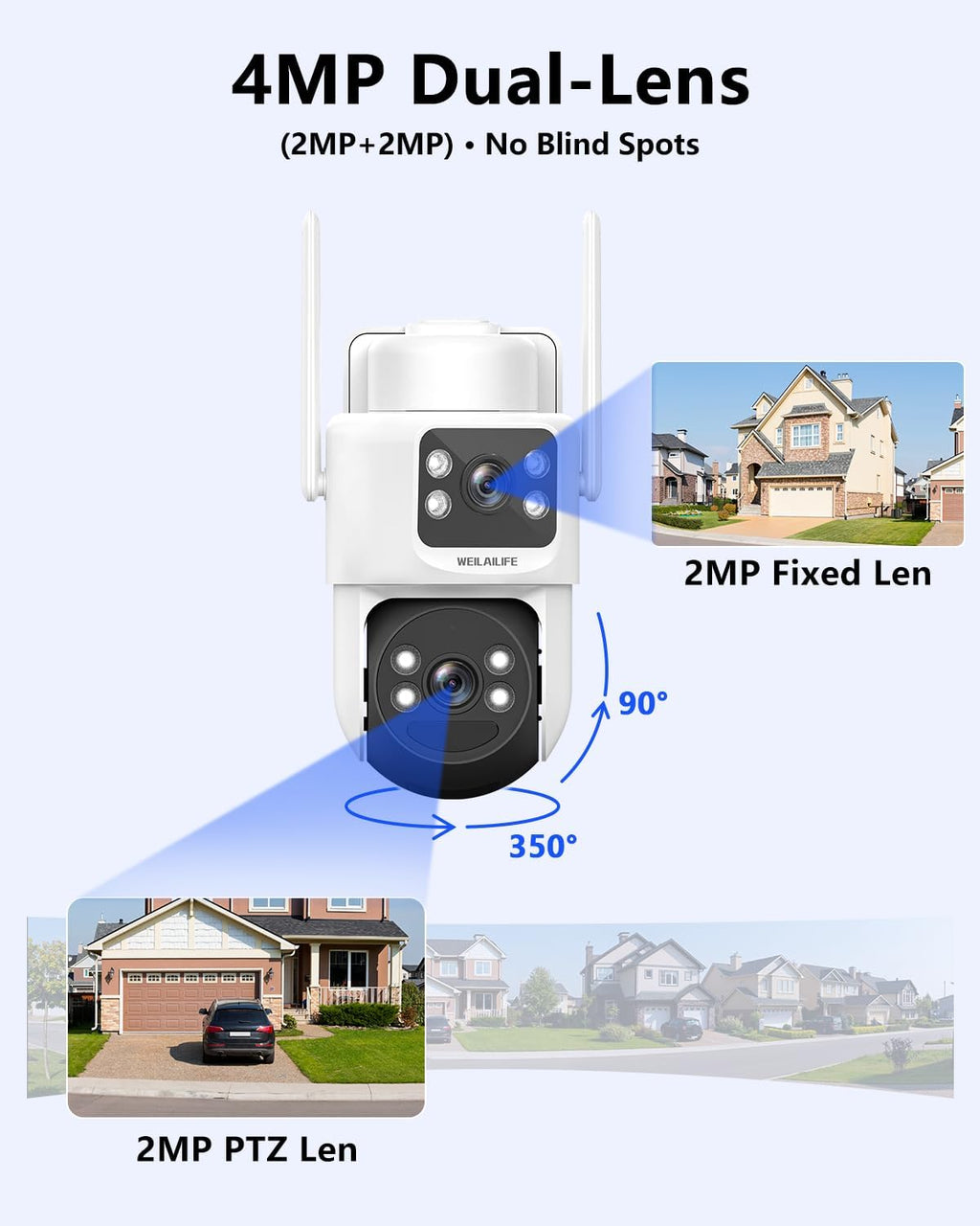【All-in-One Security System】 Security Cameras Wireless Outdoor, Home WiFi Video Surveillance Systems, Solar Powered PTZ Security Camera System DVR Kits