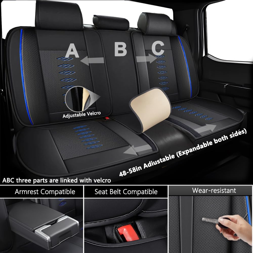 Full Set Seat Covers for Lexus LS 400 1995-1999,Leather Car Seat Cover,Soft Seat Cushion Covers with Airbag,Waterproof Automobile Seat Protectors for LS 400(Black Blue,Standard)