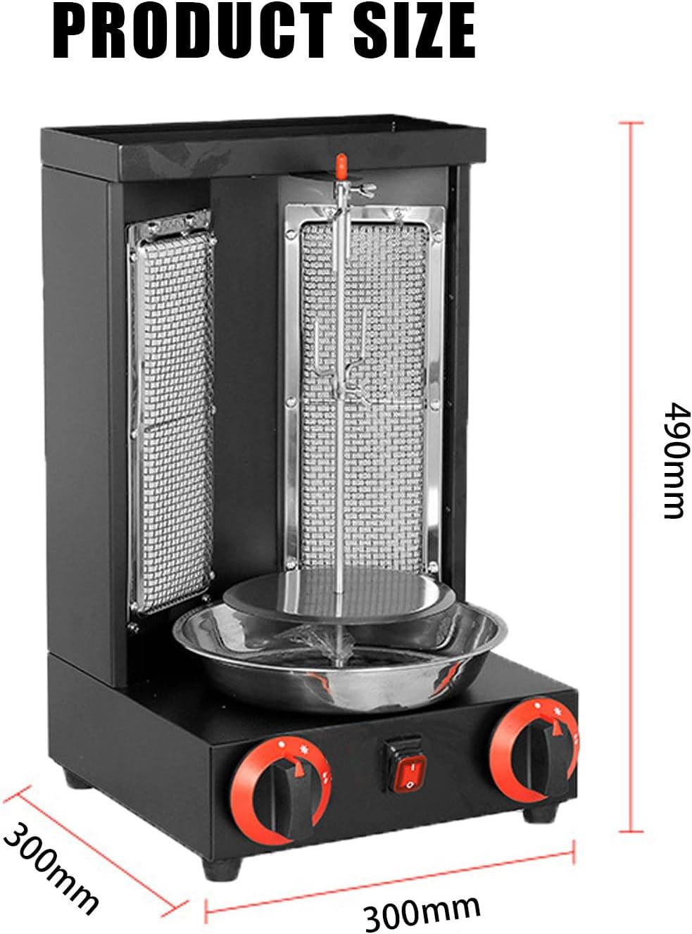Gas Barbecue Grill, Stainless Steel Gas Kebab Grill Machine,Adjustable Temperature,360° Rotating Heating,Removable for Cleaning,for Restaurant Home Kitchen,Black-M