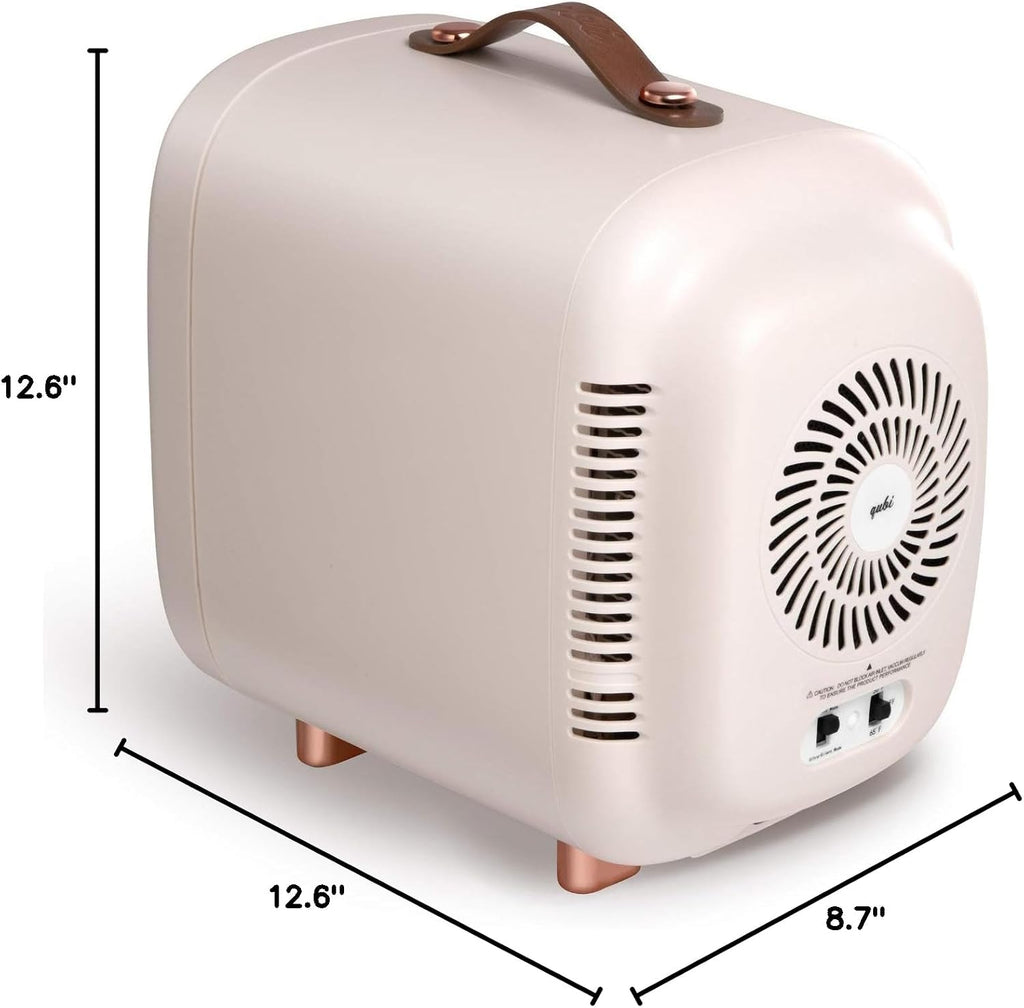 QUBI Mini Fridge, Professional Skincare Fridge, Mini Cosmetics Makeup Fridge, Compact Fridge 5 Liter (Cream White)
