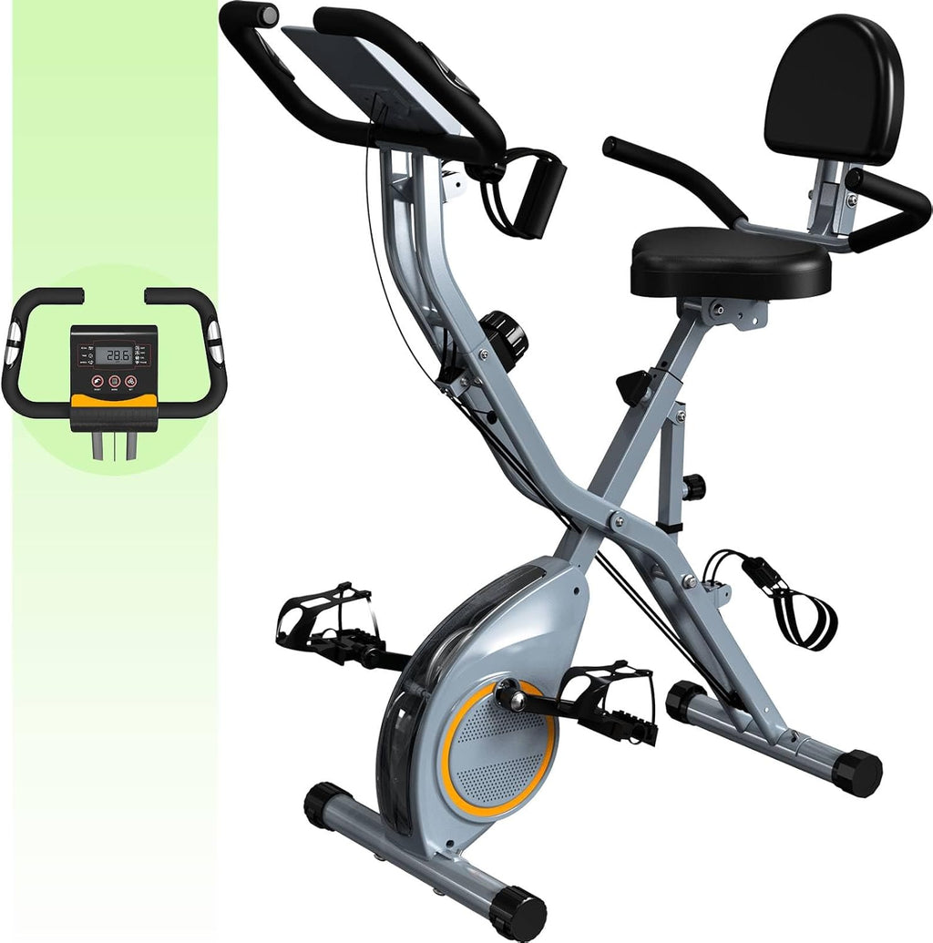 Indoor Exercise Bike Stationary Bikes for Home with 16-Level Magnetic Resistance, Lightweight Foldable Cycling Bike with 70% Pre-Assembled, 260 LBS Capacity, Flywheel of 5.5 LBS for Quiet Home Workout