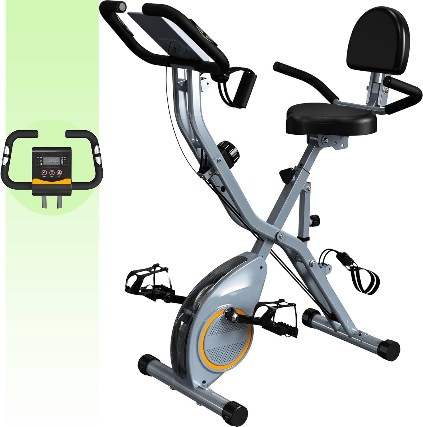 Indoor Exercise Bike Stationary Bikes for Home with 16-Level Magnetic Resistance, Lightweight Foldable Cycling Bike with 70% Pre-Assembled, 260 LBS Capacity, Flywheel of 5.5 LBS for Quiet Home Workout