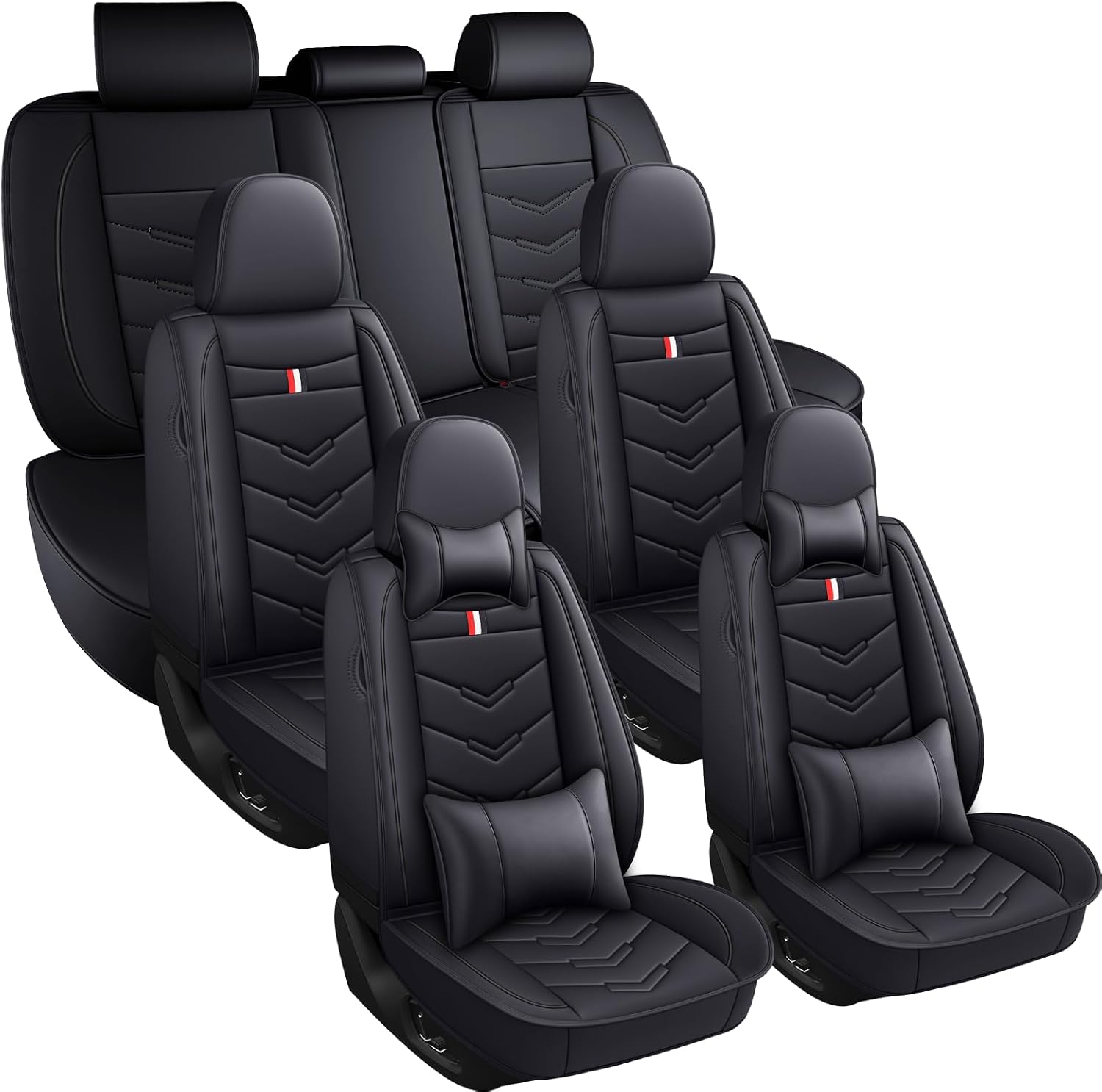 Car Seat Covers 6 Seats for Infiniti QX60 2013-2025, Waterproof Durable Leather Vehicle Cushion Covers, Breathable Full Coverage Seat Protector(Luxury,Black)