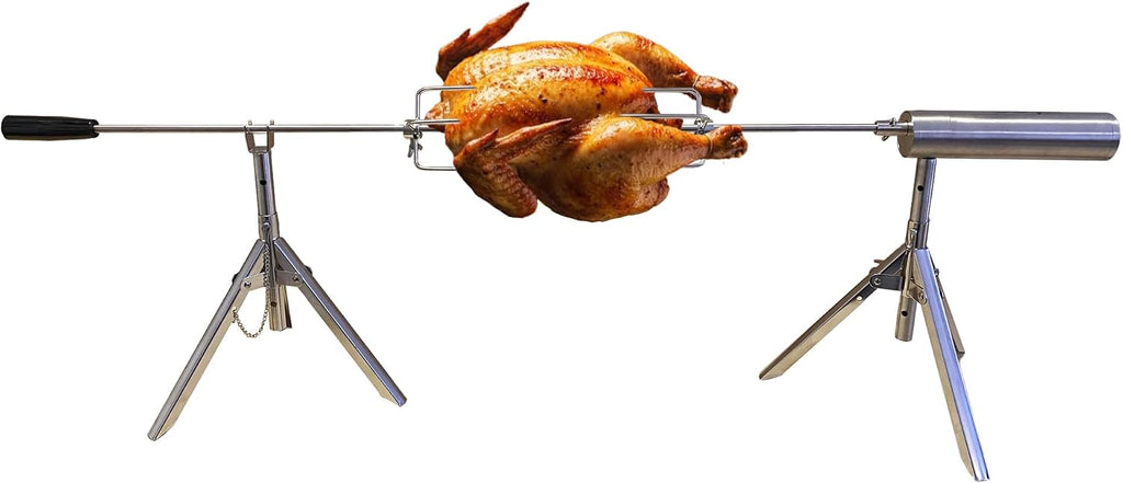 Portable Electric Rotisserie Grill – Stainless Steel BBQ Spit Roaster, Adjustable Height & Speed, Outdoor Cooking for Camping, Tailgating, Patio – 35' Cooking Area