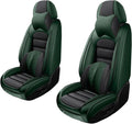 2 Seat Covers for Subaru Crosstrek 2016-2024 Leather Car Seat Covers Waterproof Anti-Slip Soft Car Seat Protectors Comfort Automotive Seat Covers with Airbag（Luxury,Black+Green）