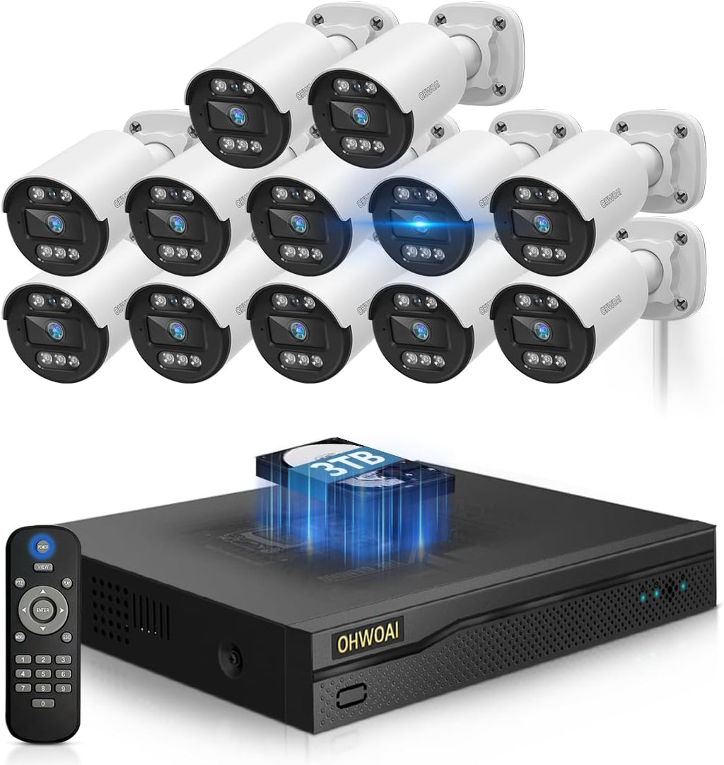 《122°Wide Angle & 80FT Night Vision》Outdoor Wired Security Camera System,CCTV Cameras Outside, Home Video Surveillance DVR Kits
