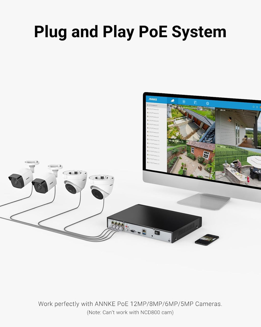 ANNKE 4K 8 Channel Network Video Recorder for Home Security Camera System, 8MP 8CH NVR with 2TB Hard Drive Disk, Work with 8MP/6MP/5MP/4MP/2MP HD POE IP Cameras, 24/7 Recording, Easy Remote Access