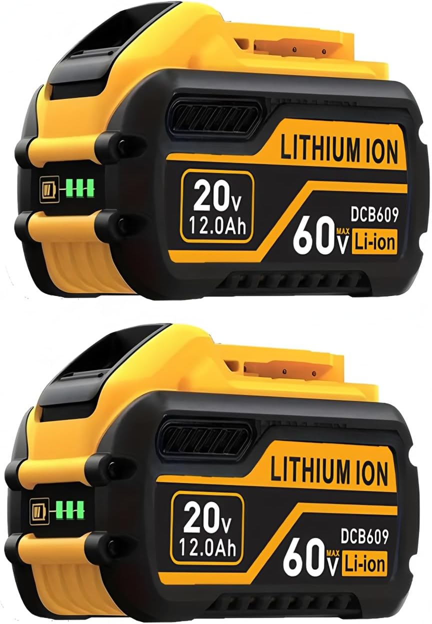 2Packs Replace for DeWalt Flex 20V/60V 12000mAh Lithium Battery Compatible with DCB606 DCB612 DCB606-2 DCB609 DCB609-2 DCB204 DCB205 DCB206 Cordless Power Tools (2PACK 12.0AH)
