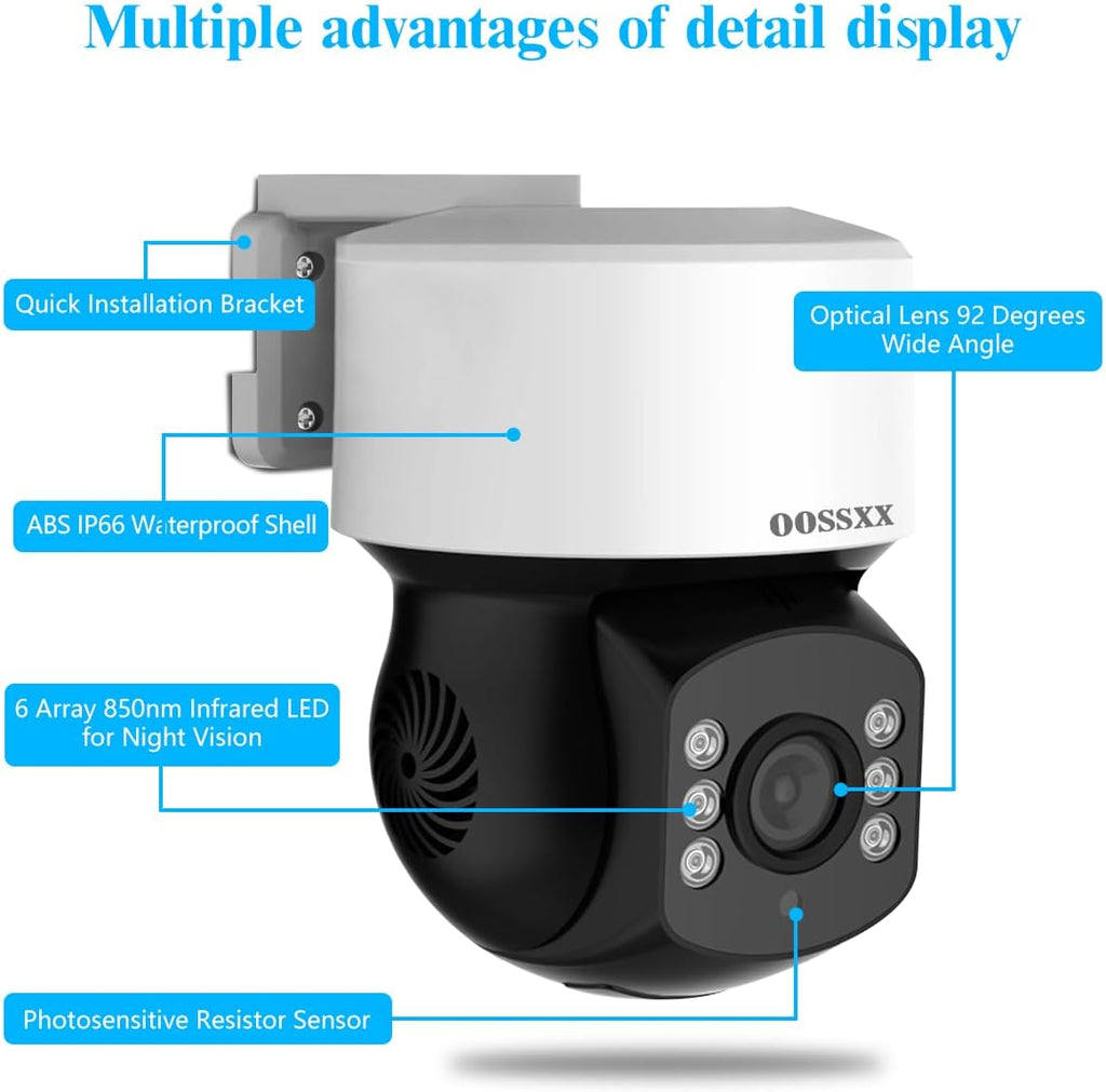 OOSSXX PTZ Full HD HD-Wired Outdoor Security Camera System Indoor House Dome PTZ 360 Camera Home DVR Systems Video Surveillance CCTV Cameras