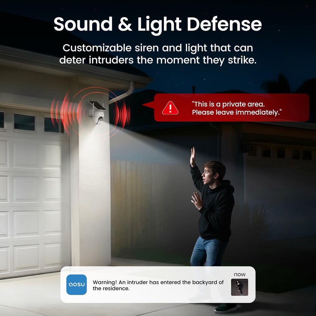 aosu Security Cameras Outdoor Wireless, 4 Cam-Kit, No Subscription Required, Solar-Powered, Home Security Cameras System with 360° Pan & Tilt, Auto Tracking, 2K Color Night Vision, Easy Setup