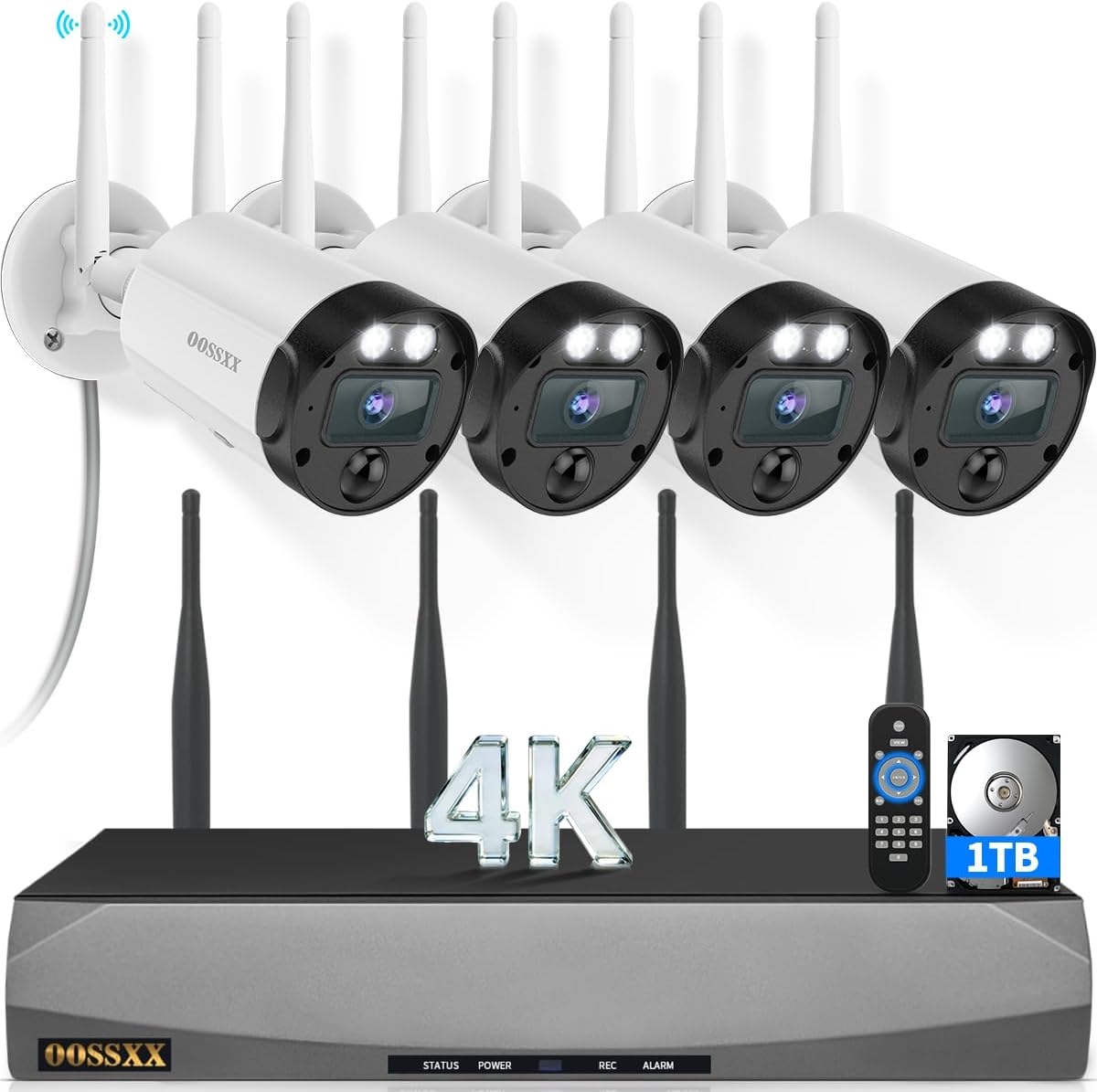 (2026 New) 4K Wireless Security Camera System Outdoor, Long Range +76% WiFi, Dual Antennas Cameras & 4-Antenna NVR, PIR Human Detection, 130° Wide Angle, 2-Way Audio, No Monthly Fee