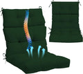 Outdoor High Back Chair Cushions 2-Pack, 44'x22'x 4' Fade-Resistant Waterproof Tufted Pads with Ties for Patio Rocking & Adirondack Chairs (Dark Green)