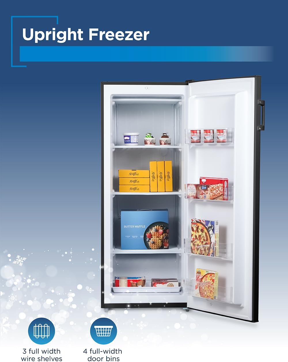 BLACK+DECKER 10 Cu. Ft. Upright Freezer, Stand Up Freezer with Mechanical Temperature Control, Freezer Upright with 3 Shelves and 4 Door Bins, Manual Defrost, R600a Refrigerant, BUF1000LB, Black