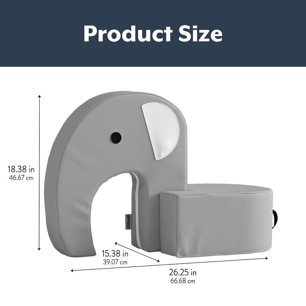 Children's Factory Emmy The Elephant Seat, Gray Foam Kids Stool, Toddler Soft Seating Chair for Daycare, Preschool and Home, Lightweight and Easy to Clean, Little Explorers Collection