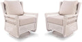 Park Meadow Patio Wicker Swivel Rocking Chairs Set of 2, Hand-Woven HDPE Rattan with 360° Swivel & Deep Seat Cushions for Backyard Porch Deck (Taupe Beige/Off-White)