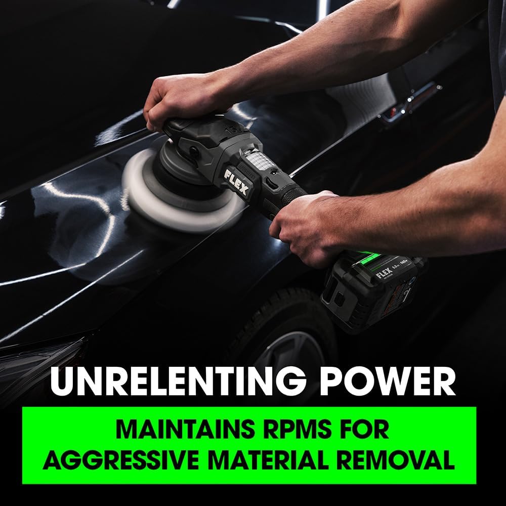 FLEX 24V Brushless Cordless Free Random Orbital Polisher Kit, Variable Speed, 6-Inch, Ideal for Detailing, Body Shop & Repair, w/ (2) 5.0Ah Lithium Batteries & 160W Fast Charger - FX3321-2C
